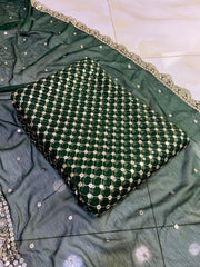 🌸Hiba Bukhari Most Viral 9MM Chiffon 3-Piece Dress🌸(Kai-Green)